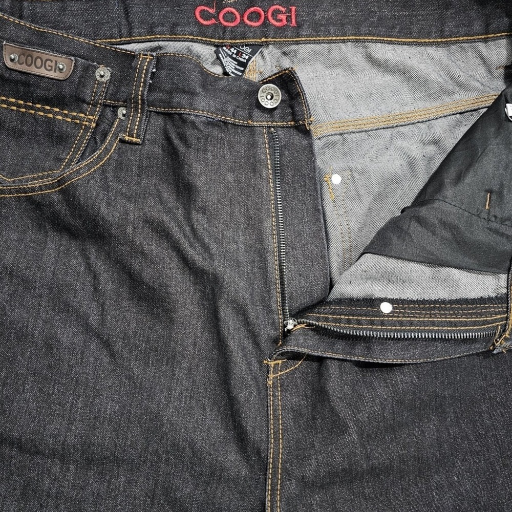 COOGI Mens Dark Wash Blue Jeans Size 44 Straight Leg Embroidered Logo Denim Y2K - Picture 5 of 12